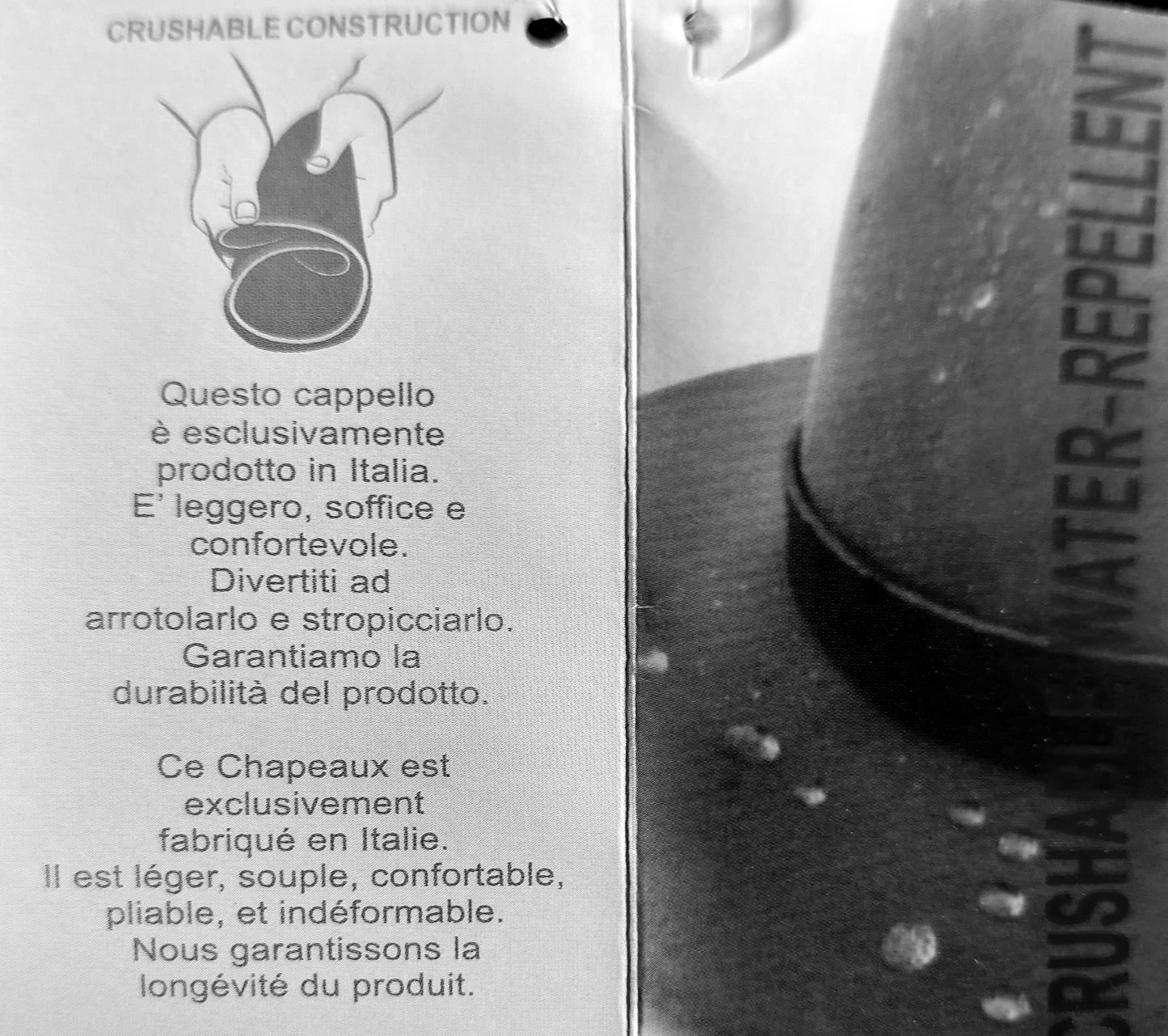 Cappello Fedora in feltro di lana blu navy "Waterproof and Crushable"