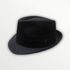 Cappello Trilby in lana vergine nera impermeabile - Sbarià Cappello Trilby in lana vergine nera impermeabile - Sbarià