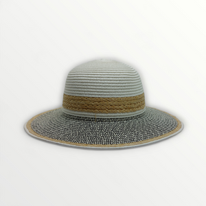 Cappello da donna Pastorella in paglia naturale intrecciata sale e pepe, beige e bianca Cappello da donna Pastorella in paglia naturale intrecciata sale e pepe, beige e bianca