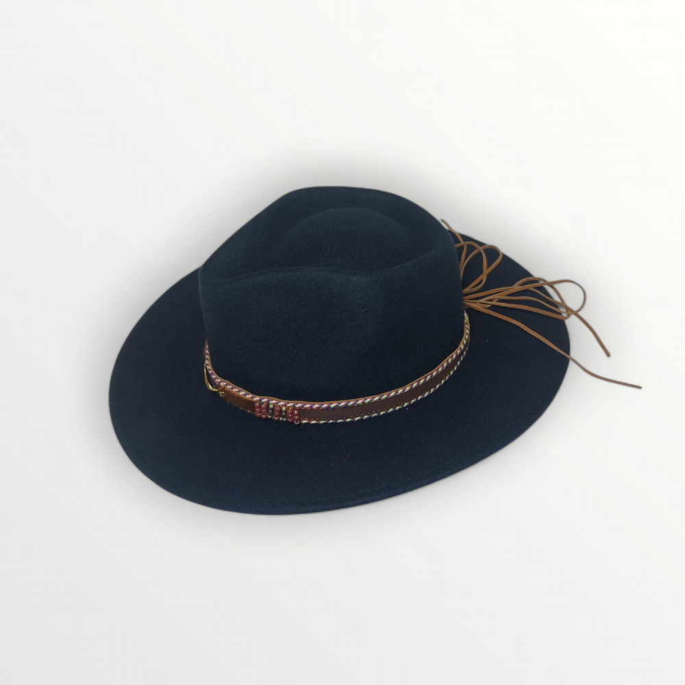 Cappello Fedora in feltro di lana blu navy "Waterproof and Crushable"