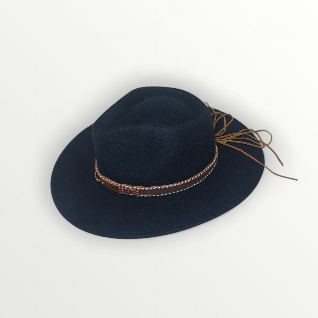 Cappello Fedora in feltro di lana blu navy "Waterproof and Crushable"