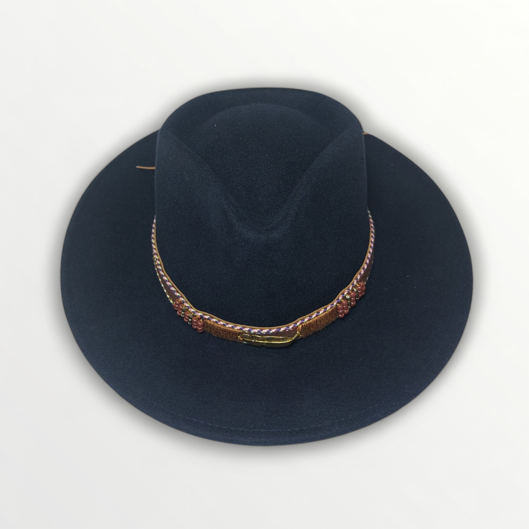 Cappello Fedora in feltro di lana blu navy "Waterproof and Crushable"