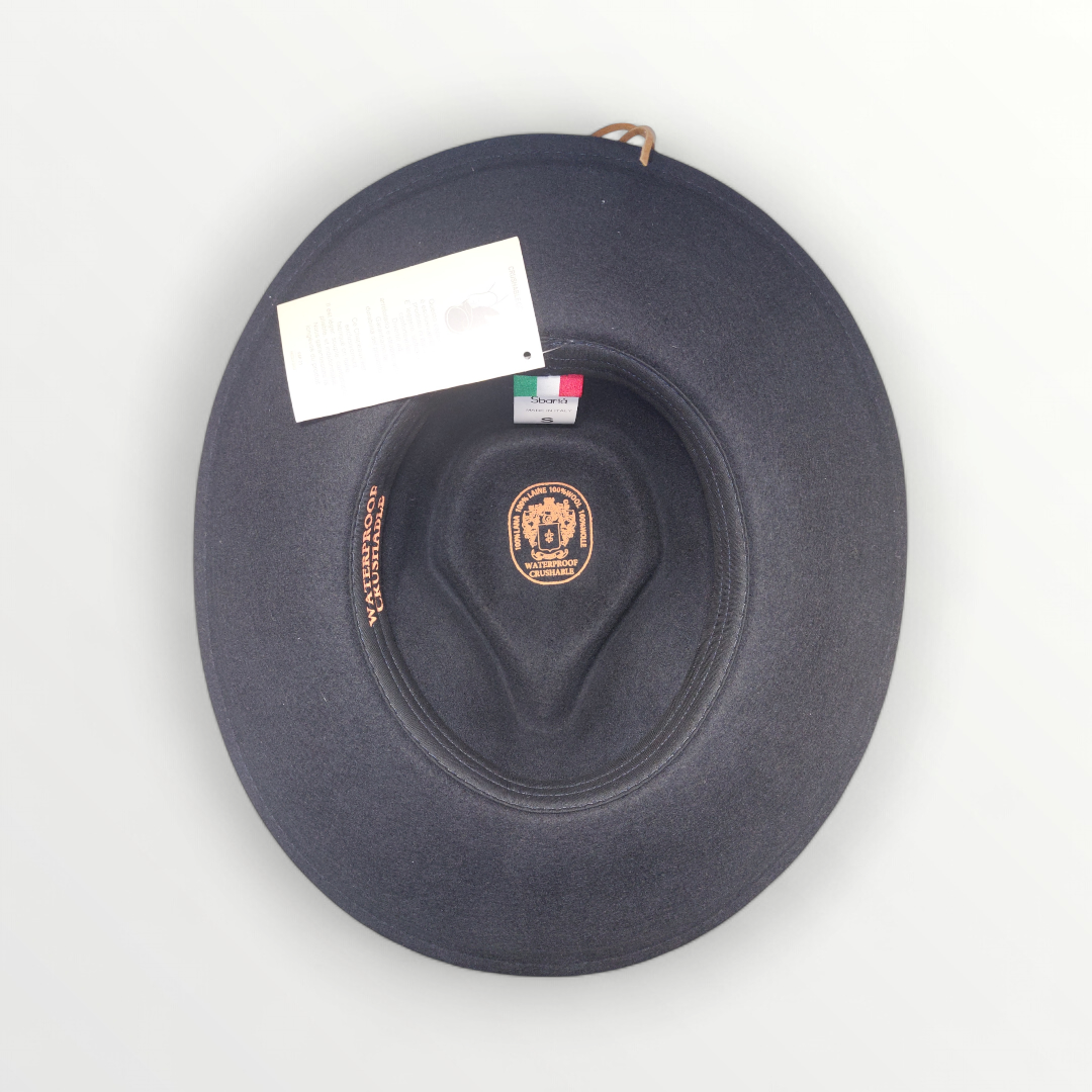 Cappello Fedora in feltro di lana blu navy "Waterproof and Crushable"