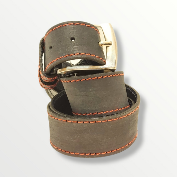 Cintura in cuoio graffiato con cucitura sui bordi 040 - Sbarià 