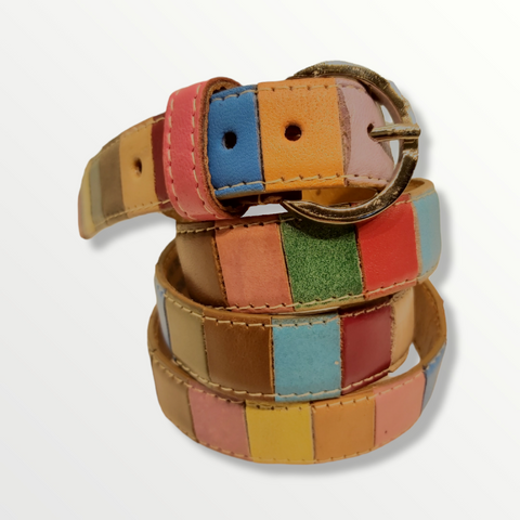 Cintura patchwork in vera pelle multicolor 025 - Sbarià 