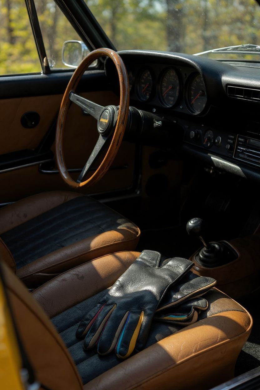 Black Arlecchino leather nappa finger gloves by Sbarià, close-up showing soft leather and detailed craftsmanship.