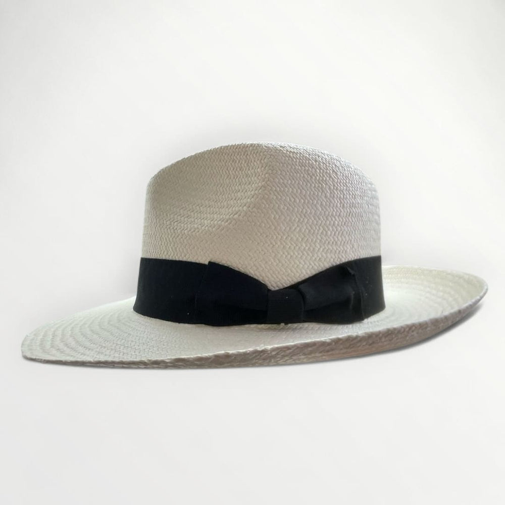 Cappello Originale Panama Fiocco In Gros Grain Nero