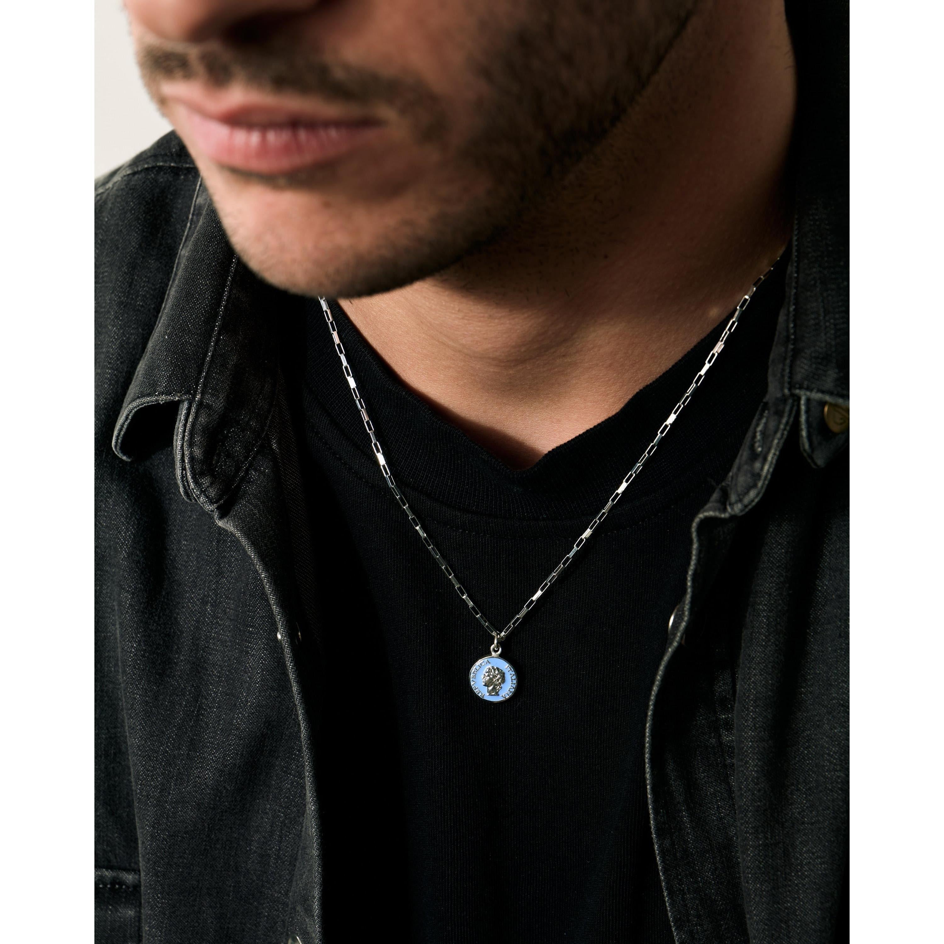 Vintage BDG Accessories silver chain necklace with colorful enamel accents inspired by 1950s Dolce Vita style.