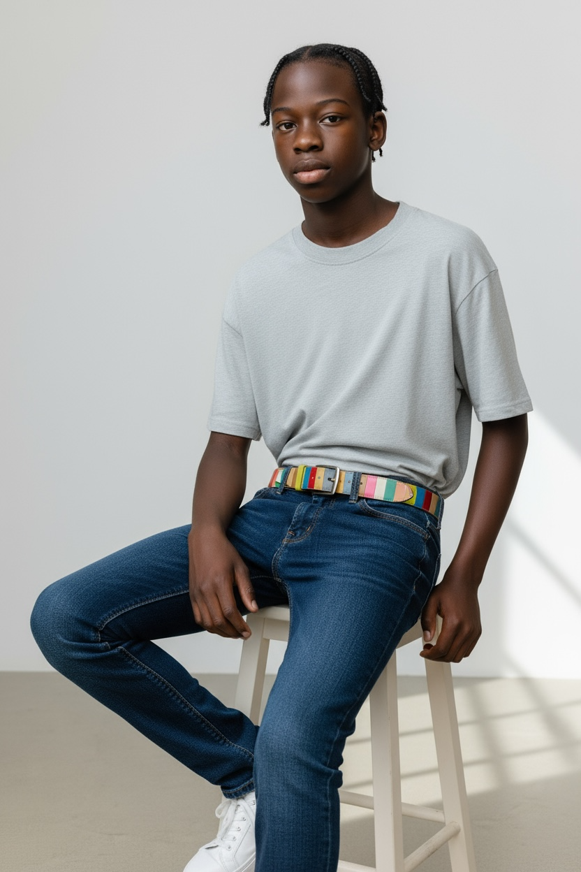 Cintura patchwork in vera pelle multicolor 040