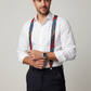 Bretella Paisley artigianale Made in Italy – Sbarià – Modello uomo con camicia bianca