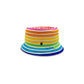 Sbarià multicolor cotton bucket hat with ribbon, metal pin, and wide brim, shown from the right side view.