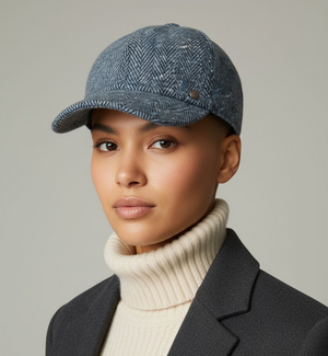 Cappello Baseball in lana spina di pesce celeste