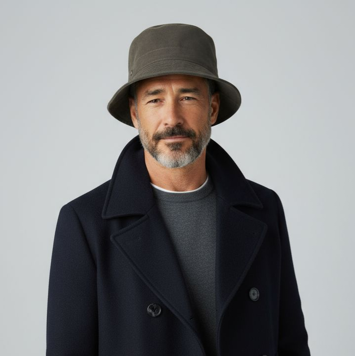 Cotton wax fisherman bucket hat in Testa di Moro color by Sbarià, waterproof and stylish for outdoor wear