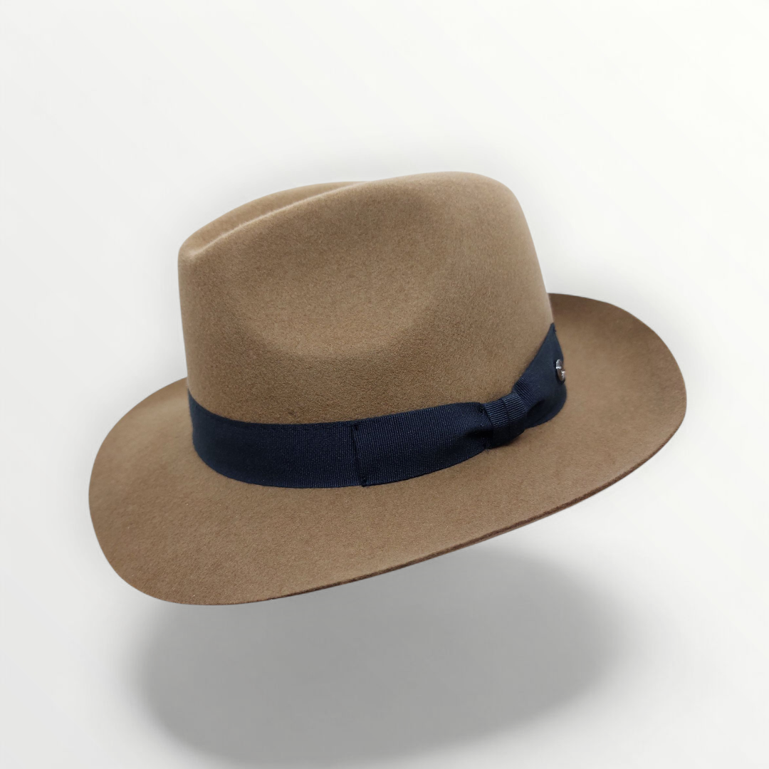 Sbarià waterproof felted wool fedora hat with round shape, bow ribbon, crushable and durable for stylish protection.