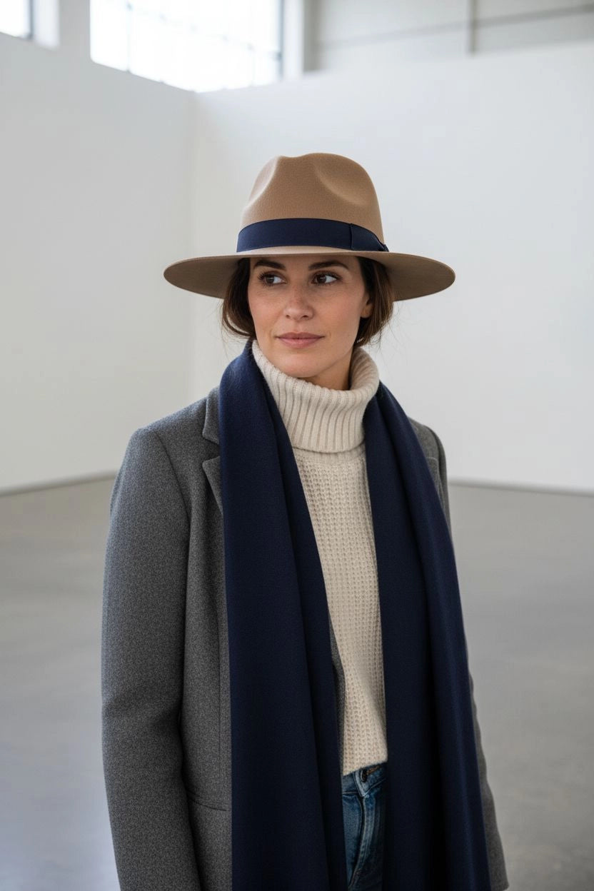 Sbarià waterproof crushable felted wool fedora hat with round shape, bow detail, ideal for stylish and versatile wear.