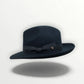 Cappello Fedora Round in feltro di lana nera e nastro con fiocco "Waterproof and Crushable"