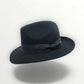 Cappello Fedora Round in feltro di lana nera e nastro con fiocco "Waterproof and Crushable"