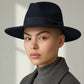 Cappello Fedora Round in feltro di lana nera e nastro con fiocco "Waterproof and Crushable"