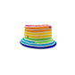Sbarià multicolor cotton bucket hat with ribbon, side view showing artisanal pescatore style, made in Italy.