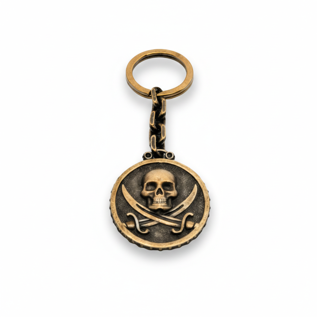 Black Sails silver keychain by BDG Accessories featuring detailed nautical design and polished metal finish.