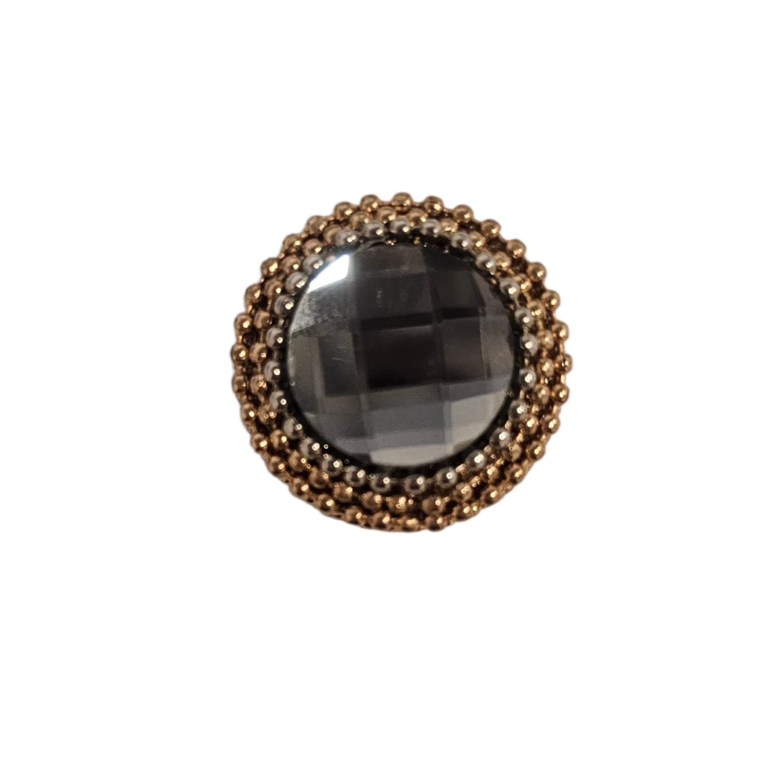 Gold clasp with a smoky gemstone for Cravatta Gioiello by Claudia De Rosa Jewelry, featuring intricate jewelry details.