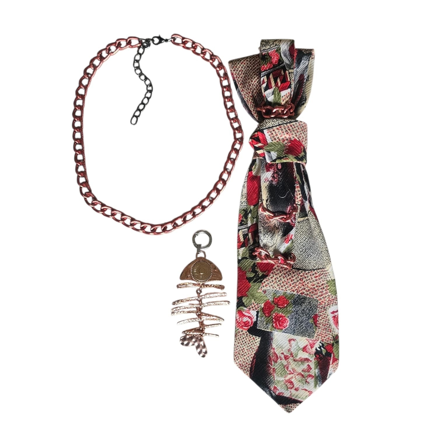 Rose gold Cravatta Gioiello necklace by Claudia De Rosa Jewelry with a 3-in-1 design, featuring elegant decorative elements.