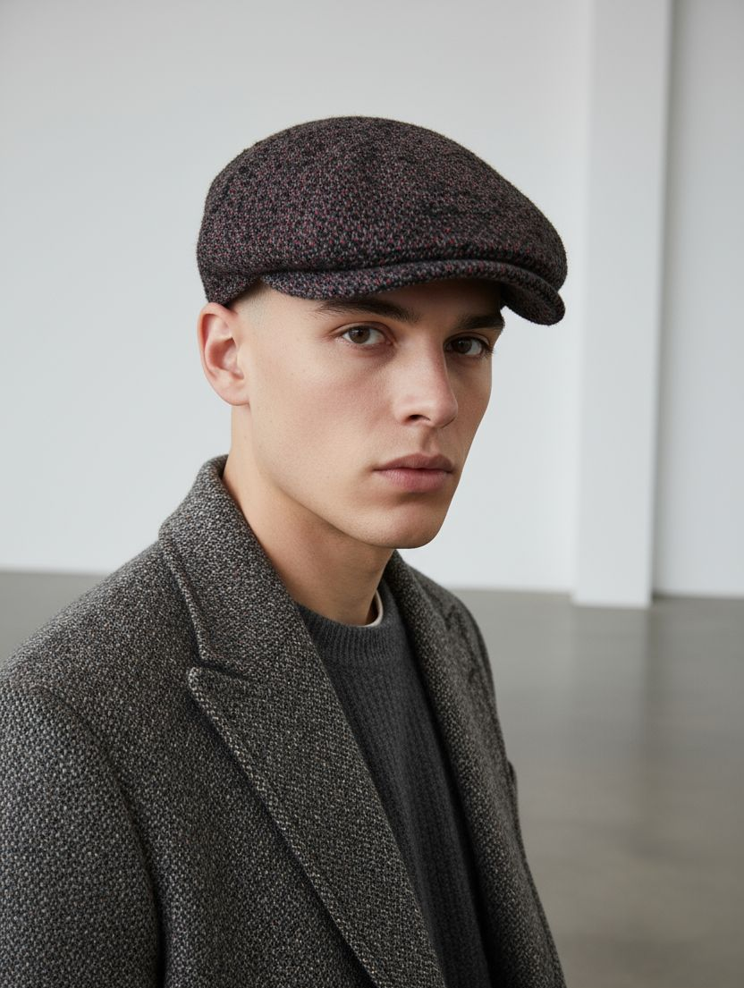 Handmade Sbarià Coppola Taormina in multicolored brown wool, featuring a classic, artisanal design with intricate stitching.