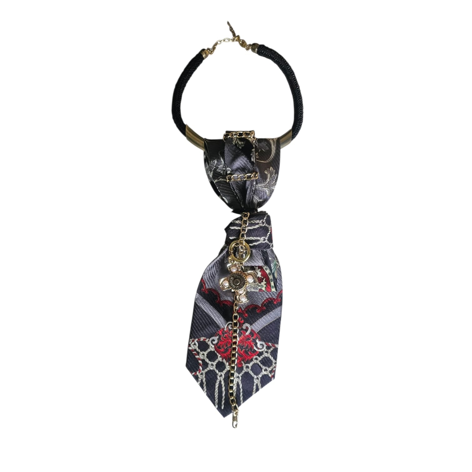 Claudia De Rosa Jewelry Cravatta Gioiello Imperial Cross in silk with intricate cross design for elegant accessories