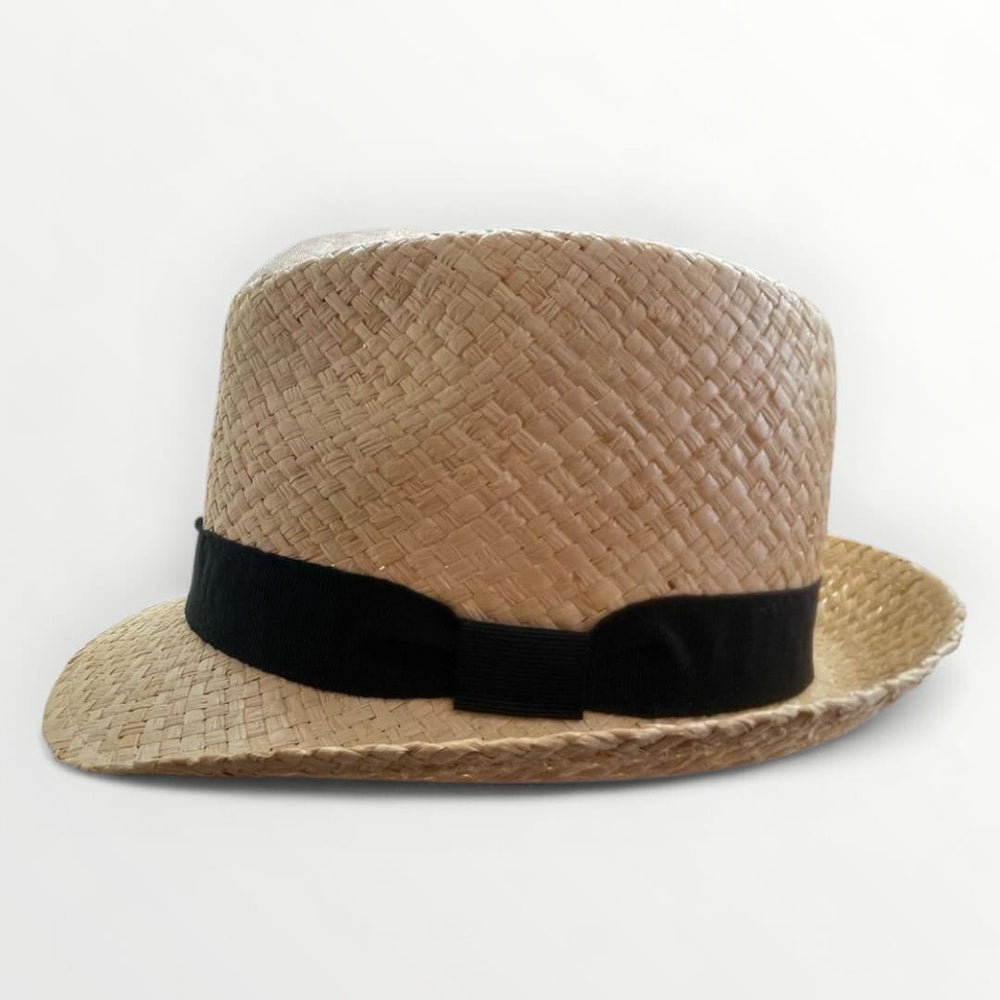 Cappello Trilby In Raffia Con Guarnizione Gros Grain In Cotone