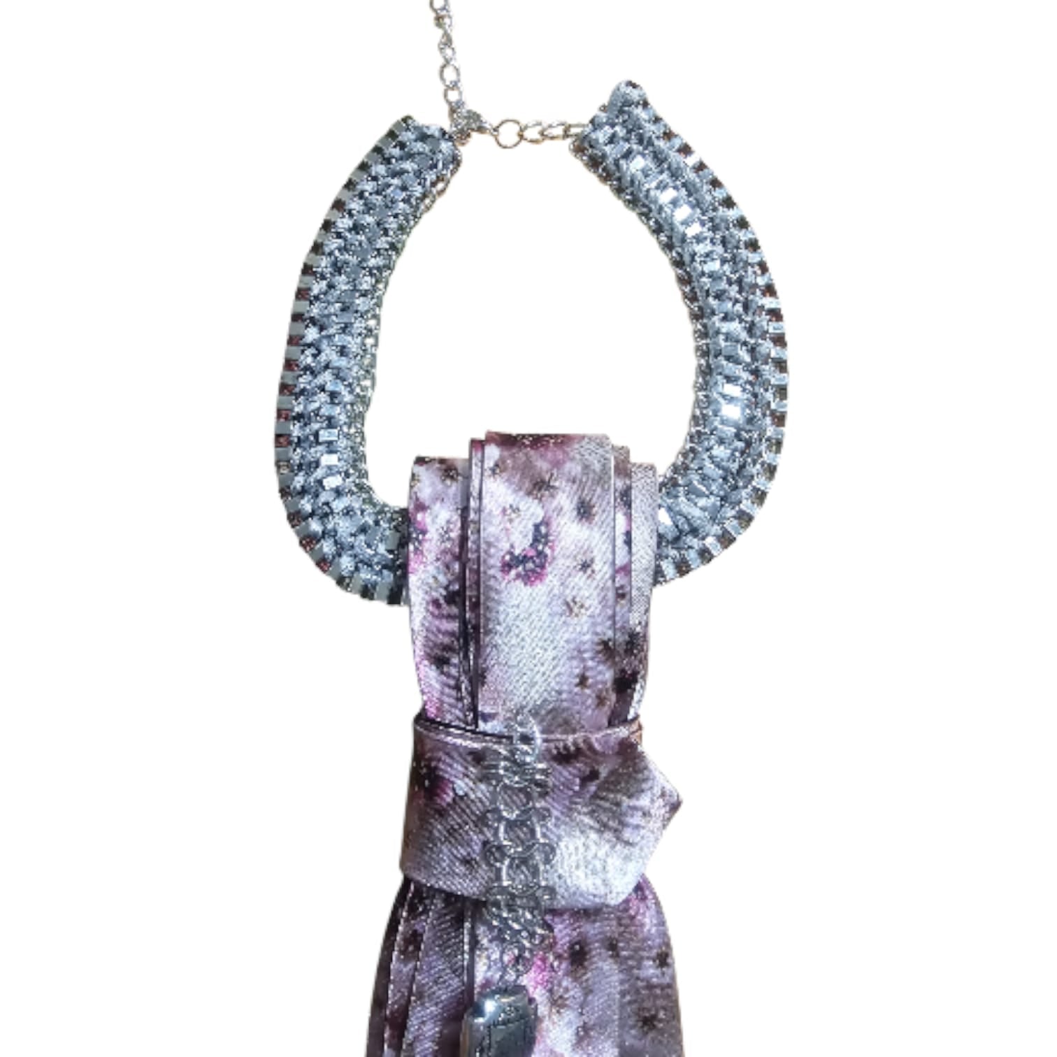 Claudia De Rosa Jewelry Cravatta Gioiello with cherry blossom design, featuring elegant jewelry-style embellishments on a necktie.