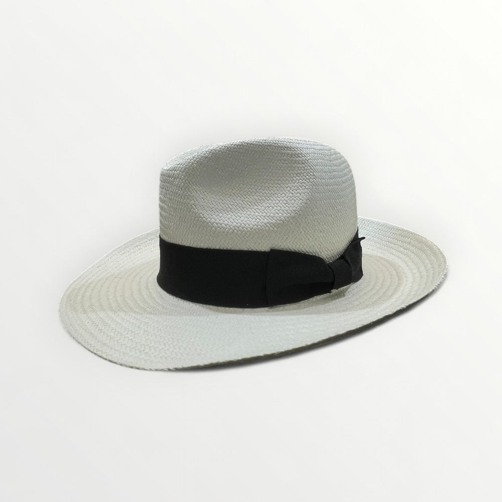 Cappello Originale Panama Fiocco In Gros Grain Nero