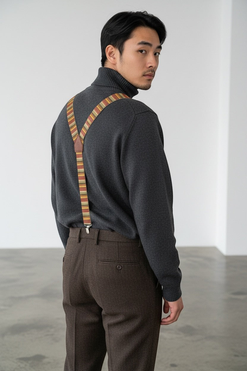 Italian-made Sbarià Bretella Messico suspenders with adjustable straps and classic design, perfect for formal or casual wear.