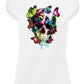 Street Style Donna Skull T-shirt in organic cotton, featuring colorful skull and butterfly design, urban casual fashion.