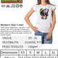 Street Style Donna Skull T-shirt in organic cotton with colorful skull and butterfly design, urban fashion casual wear.