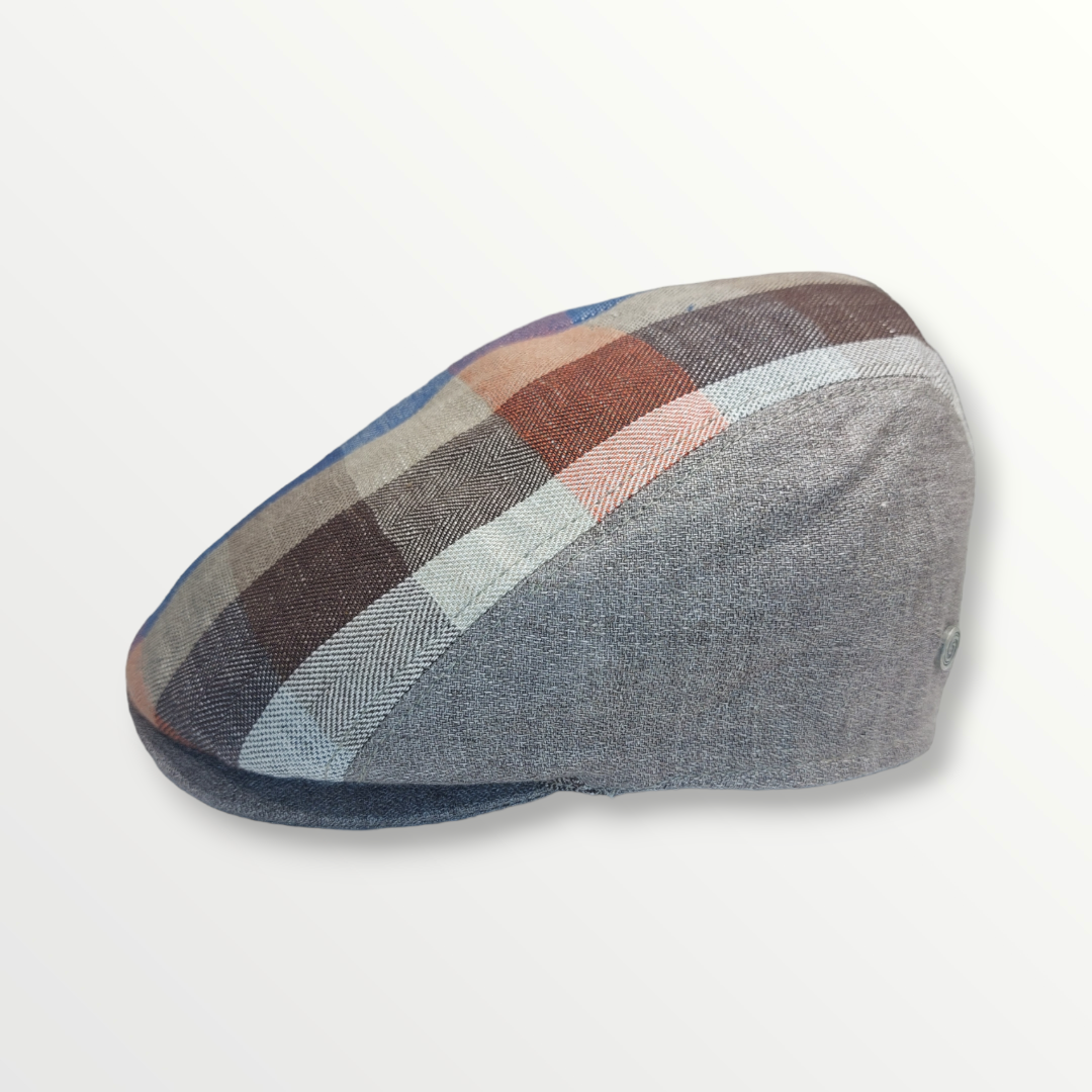 Coppola Levante multicolor e taupe in puro lino - Sbarià 