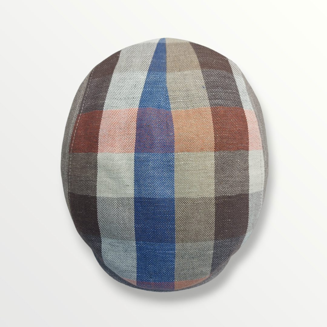 Coppola Levante multicolor e taupe in puro lino - Sbarià 