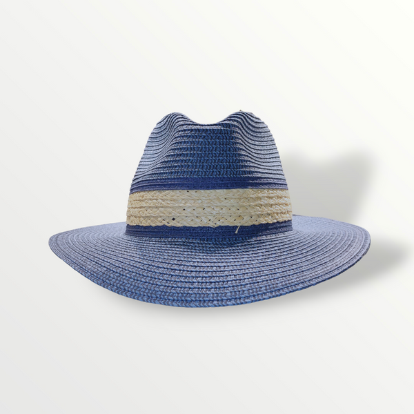 Cappello Fedora in paglia di carta blu