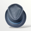 Cappello Pork Pie cupola a diamante in paglia di carta intrecciata blu - Sbarià 