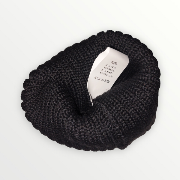 Berretto Cuffia in lana nero lavorazione a maglia - Sbarià 
