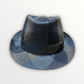 Cappello Trilby in pura lana look a quadri blu e grigio - Sbarià 