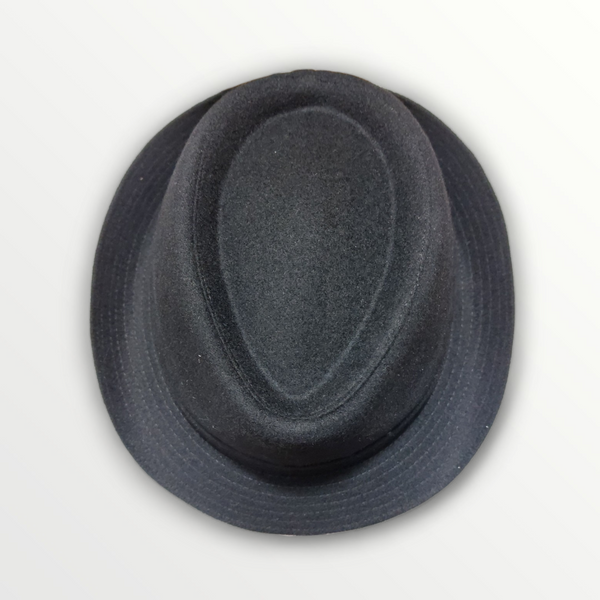 Cappello Trilby in lana vergine nera impermeabile - Sbarià 