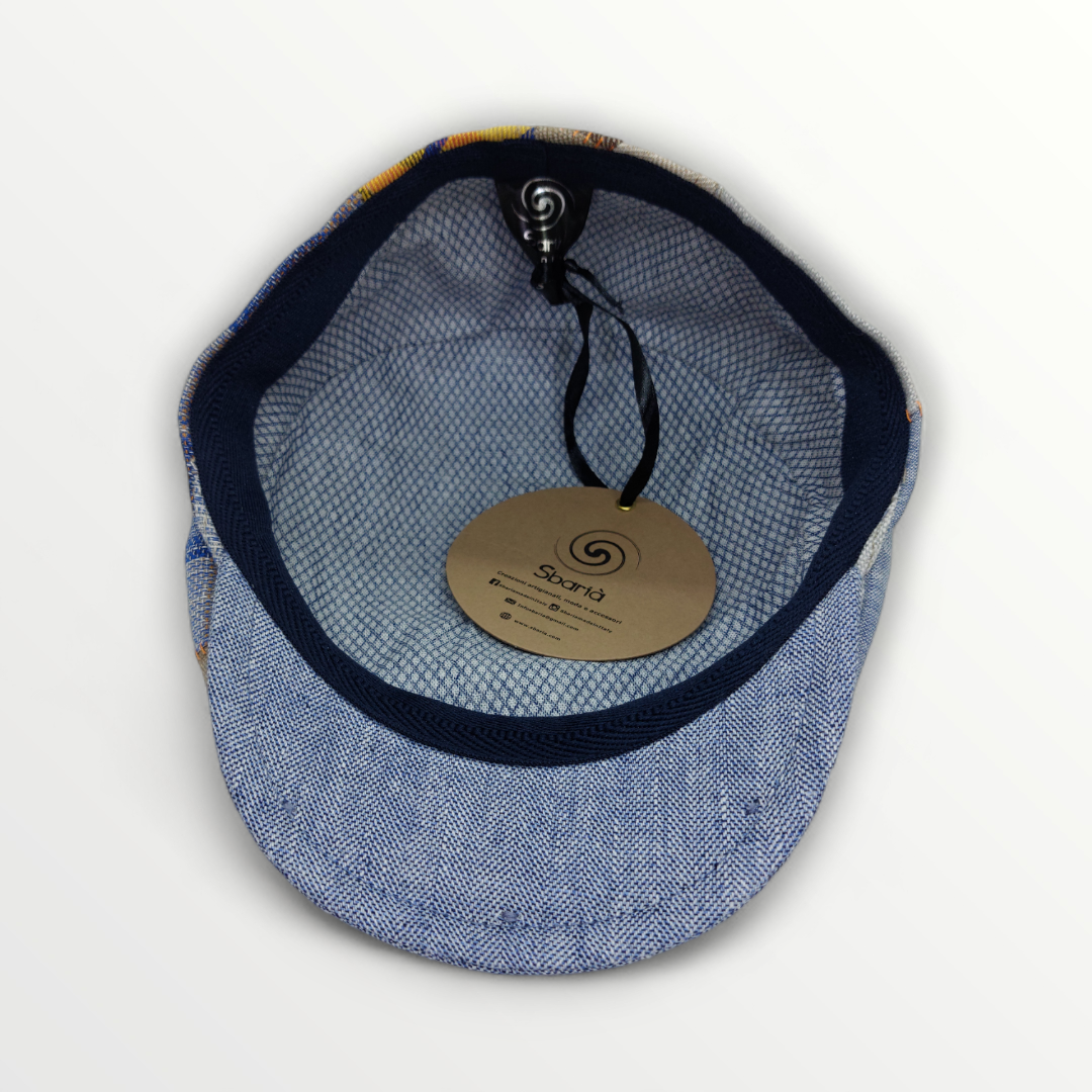 Coppola Primavera/Estate patchwork hat made of linen and cotton, featuring a stylish and breathable design for warm weather.