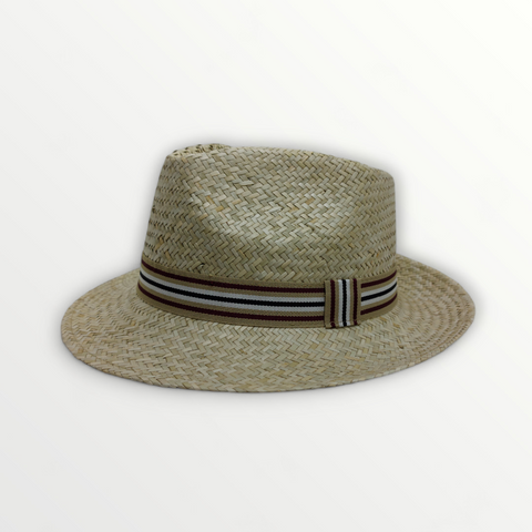 Cappello Fedora con cupola a goccia in paglia naturale