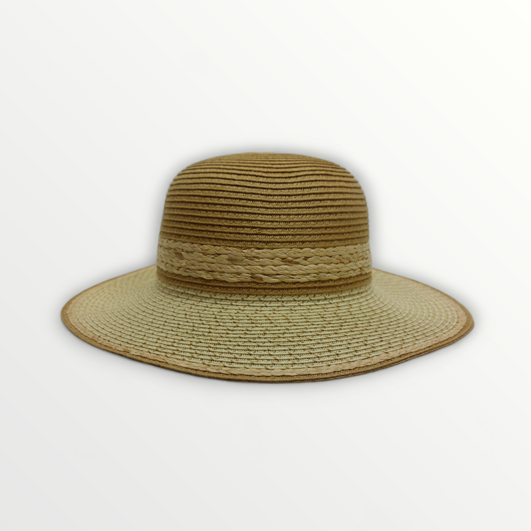 Beige women's straw hat with woven design from Primavera/Estate, featuring a stylish and natural look for sunny days.