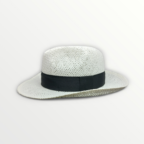 Cappello Fedora bianco con cupola a lobbia in paglia e carta naturale