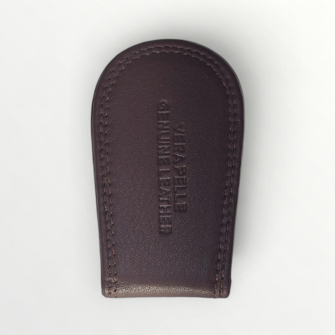 Fermasoldi magnetic genuine leather wallet showing its sleek black design and multiple card slots.