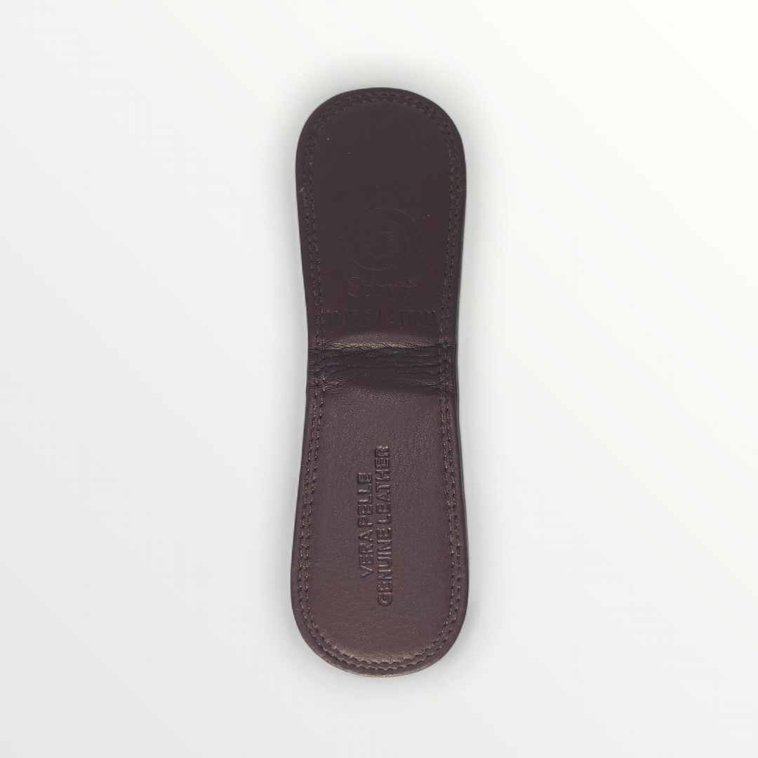 Fermasoldi magnetic genuine leather wallet showing its slim black design with magnetic closure and interior card slots.