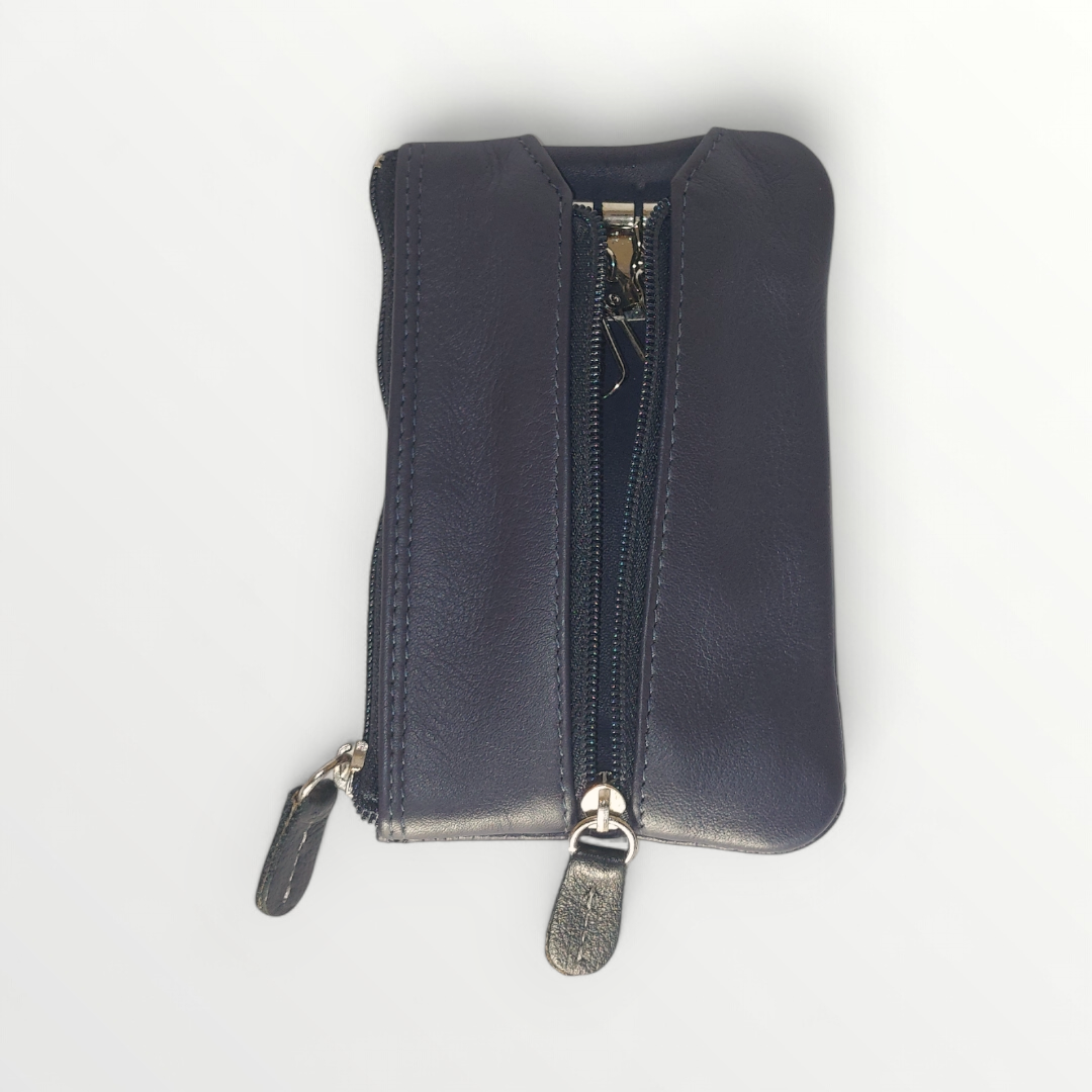 Double leather key holder by Portachaivi, featuring a sleek design and high-quality genuine leather material.