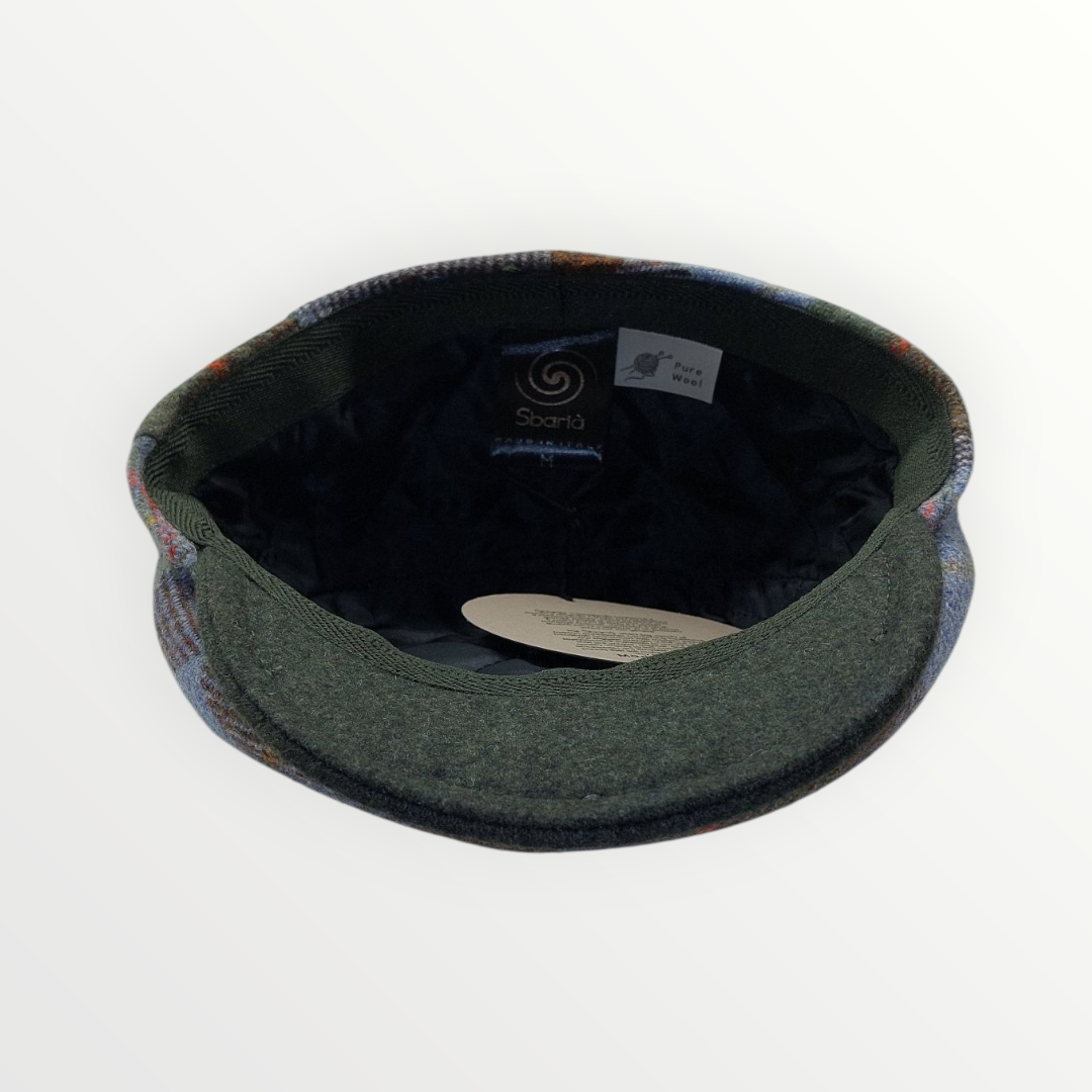 Coppola Sbarià Taormina quadri oliva hat made of virgin wool, featuring a stylish olive green color and classic design.