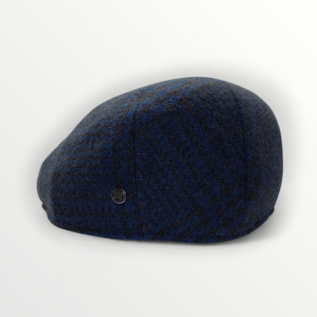 Blue multicolor wool Coppola hat by Sbarià, featuring a stylish and cozy design with intricate color patterns.